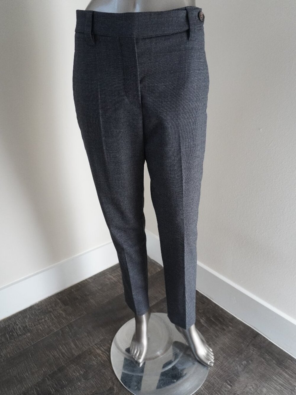 Brunello Cucinelli Monili Pants Gray Stretch Virgin Wool Monili Belt Loop Size 6